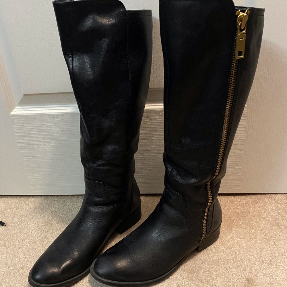 Black leather riding boots from Aldo